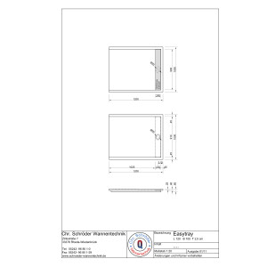 Rechteckduschwanne Easytray E, 120 x 100 x 2,5 cm, weiß