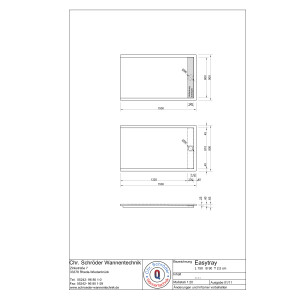 Rechteckduschwanne Easytray E, 150 x 90 x 2,5 cm, weiß