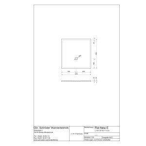 Viereckduschwanne Flat New E, 120 x 120 x 3 cm, weiß
