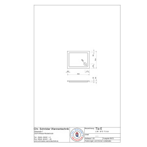 Rechteckduschwanne Tia Plus E, 90 x 70 x 3 cm, weiß