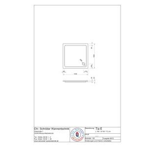 Viereckduschwanne Tia Plus E, 100 x 100 x 3 cm, weiß