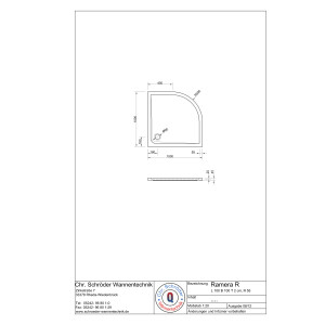 Viertelkreisduschwanne Ramera R, 100 x 100 x 2 cm, weiß R55
