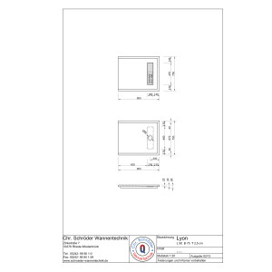 Rechteckduschwanne Lyon E, 90 x 75 x 2,5 cm, weiß ohne Rinnenabdeckung, inkl. CS-Finish-Dichtsystem