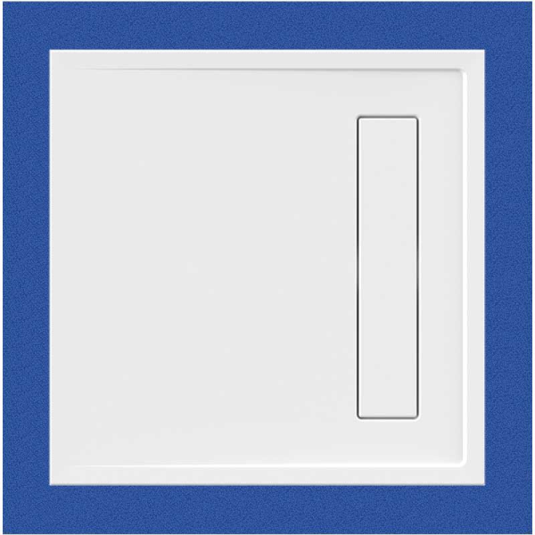 Viereckduschwanne Lyon E, 90 x 90 x 2,5 cm, weiß ohne Rinnenabdeckung, inkl. CS-Finish-Dichtsystem