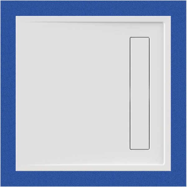 Viereckduschwanne Lyon E, 100 x 100 x 2,5 cm, weiß ohne Rinnenabdeckung, inkl. CS-Finish-Dichtsystem