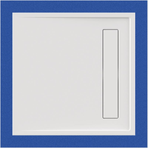 Viereckduschwanne Lyon E, 100 x 100 x 2,5 cm, weiß ohne Rinnenabdeckung, inkl. CS-Finish-Dichtsystem
