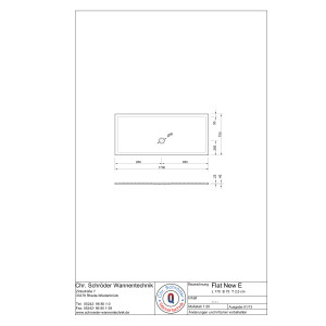 Rechteckduschwanne Flat New E, 170 x 75 x 2,5 cm, weiß