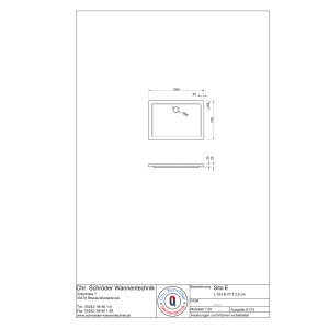 Rechteckduschwanne Sito E, 100 x 70 x 2,5 cm, weiß inkl. CS-Finish-Dichtsystem