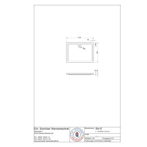 Rechteckduschwanne Sito E, 110 x 80 x 2,5 cm, weiß inkl. CS-Finish-Dichtsystem