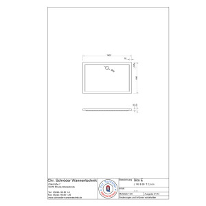 Rechteckduschwanne Sito E, 140 x 90 x 2,5 cm, weiß inkl. CS-Finish-Dichtsystem