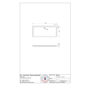 Rechteckduschwanne Sito E, 170 x 75 x 2,5 cm, weiß inkl. CS-Finish-Dichtsystem