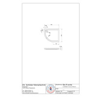 Viertelkreisduschwanne Sito R, 90 x 80 x 2,5 cm, weiß, R 55, rechts