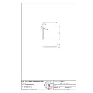 Viereckduschwanne Sito E, 90 x 90 x 2,5 cm, weiß