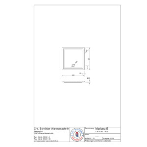 Viereckduschwanne Mariana E, 90 x 90 x 4 cm, weiß