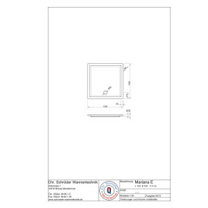 Viereckduschwanne Mariana E, 100 x 100 x 4 cm, weiß