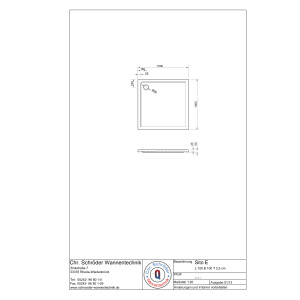 Viereckduschwanne Sito E, 100 x 100 x 2,5 cm, weiß inkl. CS-Finish-Dichtsystem