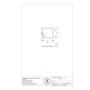 Rechteckduschwanne Tia Plus E, 80 x 70 x 3 cm, weiß