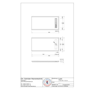 Rechteckduschwanne Lyon E, 180 x 90 x 2,5 cm, weiß inkl. CS-Finish-Dichtsystem