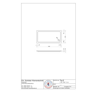 Rechteckduschwanne Tia Plus E, 160 x 80 x 3 cm, weiß