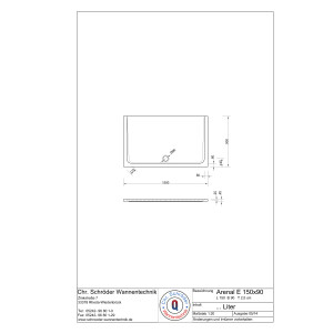 Rechteckduschwanne Arenal E, 150 x 90 x 2,5 cm, weiß inkl. CS-Finish-Dichtsystem