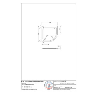 Viertelkreisduschwanne Asta R, 100 x 100 x 2,5 cm, weiß R55