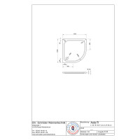 Viertelkreisduschwanne Asta R, 100 x 100 x 2,5 cm, weiß R55