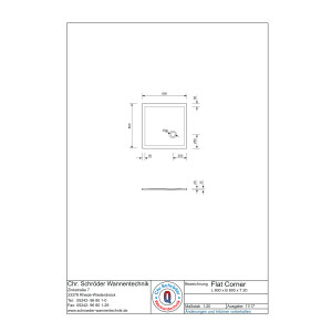 Viereckduschwanne Flat Corner E, 80 x 80 x 2,0 cm, weiß inkl. CS-Finish-Dichtsystem