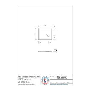 Rechteckduschwanne Flat Corner E, 90 x 75 x 2 cm, weiß inkl. CS-Finish-Dichtsystem