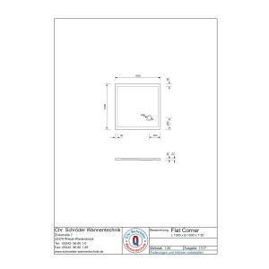 Viereckduschwanne Flat Corner E, 100 x 100 x 3 cm, weiß