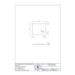 Rechteckduschwanne Flat Corner E, 110 x 90 x 2 cm, weiß