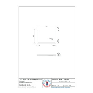 Rechteckduschwanne Flat Corner E, 120 x 90 x 3 cm, weiß