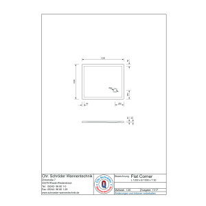 Rechteckduschwanne Flat Corner E, 120 x 100 x 3 cm, weiß inkl. CS-Finish-Dichtsystem