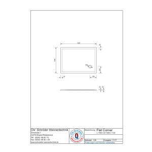 Rechteckduschwanne Flat Corner E, 140 x 100 x 2 cm, weiß