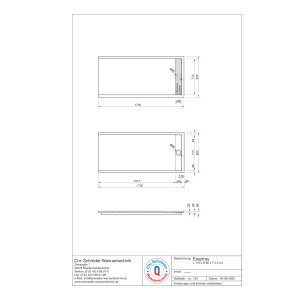 Rechteckduschwanne Easytray E, 170 x 80 x 2,5 cm, weiß