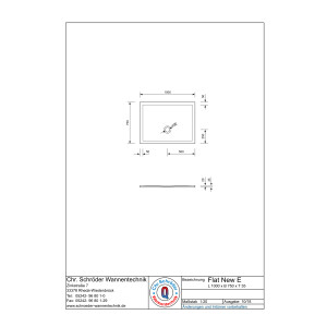 Rechteckduschwanne Flat New E, 100 x 75 x 2 cm, weiß inkl. CS-Finish-Dichtsystem