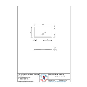 Rechteckduschwanne Flat New E, 120 x 70 x 2 cm, weiß inkl. CS-Finish-Dichtsystem
