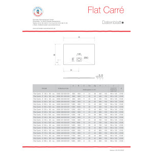 Rechteckduschwanne Flat Carré E, 100 x 80 x 1,1 cm, weiß inkl. Abdeckung