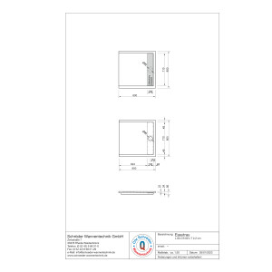 Viereckduschwanne Easytray E, 80 x 80 x 2,2 cm, weiß ohne Rinnenabdeckung