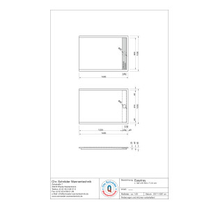 Rechteckduschwanne Easytray E, 140 x 100 x 2,5 cm, weiß ohne Rinnenabdeckung