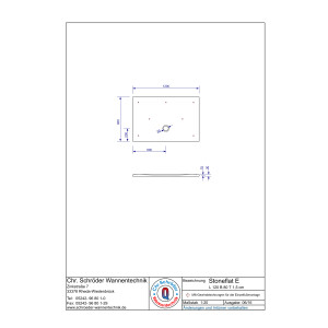 Rechteckduschwanne Stoneflat E, 120 x 80 x 1,5 cm, weiß