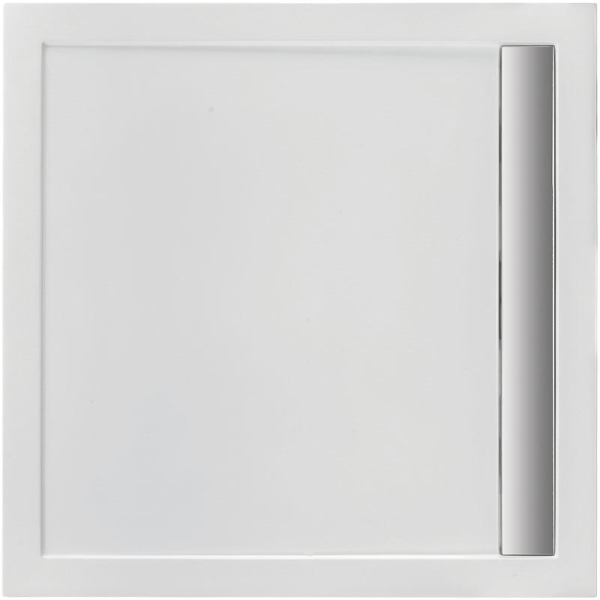 Viereckduschwanne Planline, 100 x 100 x 2 cm, weiß inkl. Rinnenabdeckung verchromt