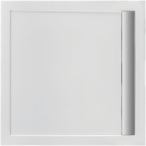 Viereckduschwanne Planline, 100 x 100 x 2 cm, weiß inkl. Rinnenabdeckung verchromt
