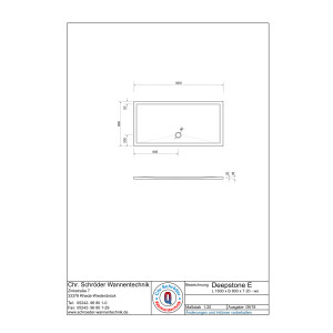 Rechteckduschwanne Deepstone E, 160 x 80 x 2 cm, weiß inkl. CS-Finish-Dichsystem