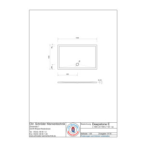Rechteckduschwanne Deepstone E, 160 x 100 x 2 cm, weiß inkl. CS-Finish-Dichsystem