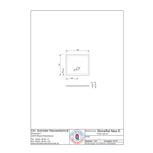 Rechteckduschwanne Stoneflat E, 90 x 80 x 2 cm, weiß