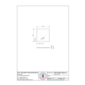 Viereckduschwanne Stoneflat E, 90 x 90 x 2 cm, weiß