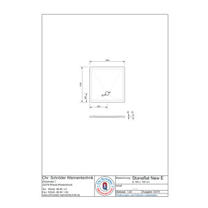 Viereckduschwanne Stoneflat E, 100 x 100 x 2 cm, weiß