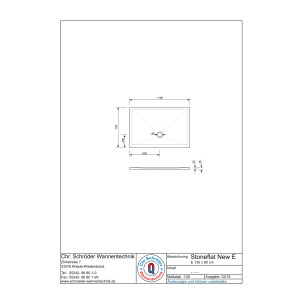 Rechteckduschwanne Stoneflat New E, 120 x 80 x 2 cm, weiß