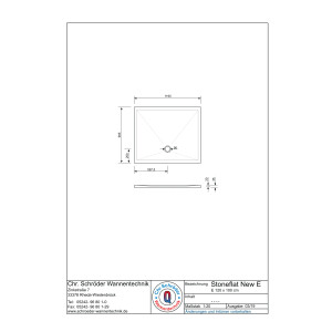 Rechteckduschwanne Stoneflat E, 120 x 100 x 2 cm, weiß