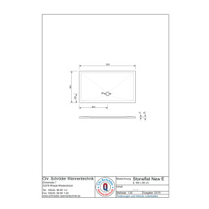 Rechteckduschwanne Stoneflat E, 160 x 90 x 1,5 cm, weiß